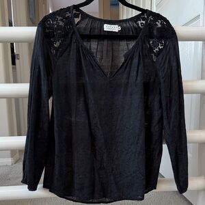 ❄️Velvet Black Lace 3/4 Sleeve Blouse SZ M